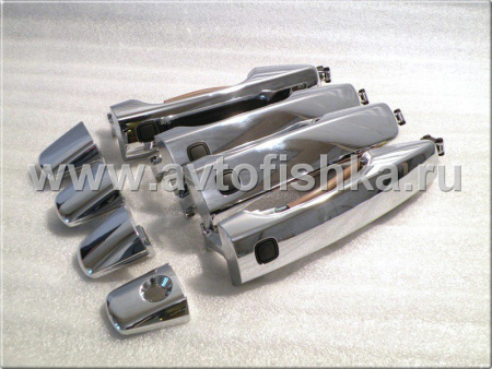 Toyota Land Cruiser 200 (08-16) наружные ручки дверей хромированные в сборе, оригинал, дизайн Lexus LX570, комплект 4 шт.