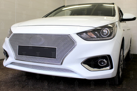 Hyundai Solaris (17–) Защита радиатора Premium, хром, низ