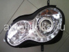 Mercedes C-class W203 (00-07) фары передние линзовые хромированные, со светодиодной подсветкой, комплект 2 шт.
