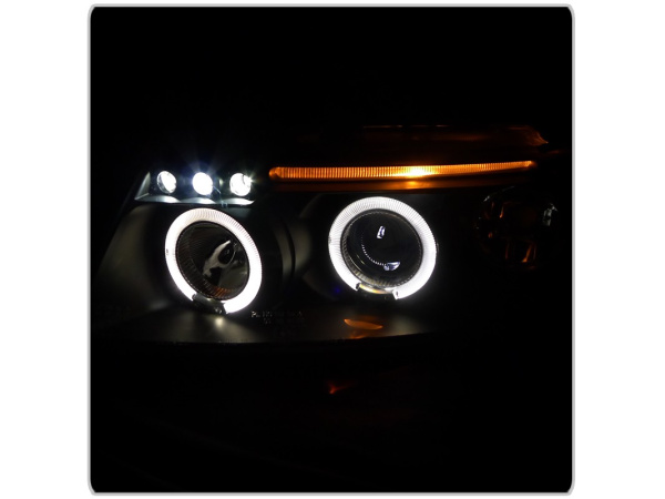 Volkswagen Passat B5 (97-00) фары передние линзовые черные, со светящимися ободками, комплект 2 шт.