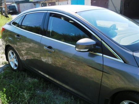 Ford Focus (2011-) седан верхние и нижние молдинги стекол из нержавеющей стали, комплект 12 частей