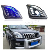 Toyota Land Cruiser Prado 120 (02-09) фары передние черные | светодиодные | бегущими поворотниками
