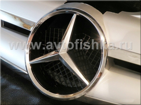 Mercedes SLK R170 (98-04) решетка радиатора 2 ламели, дизайн AMG, серебристая