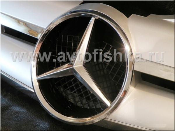Mercedes SLK R170 (98-04) решетка радиатора 2 ламели, дизайн AMG, серебристая