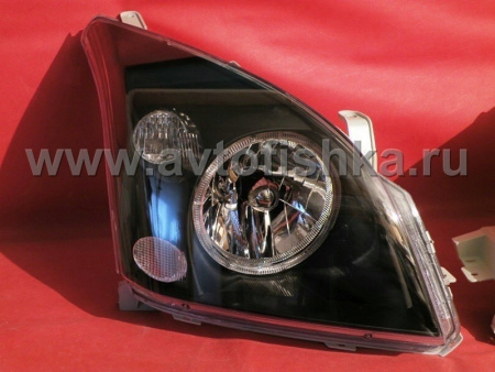 Toyota Land Cruiser Prado 120 (02-09) фары передние черные под корректор, со светящимися ободками, комплект 2 шт.