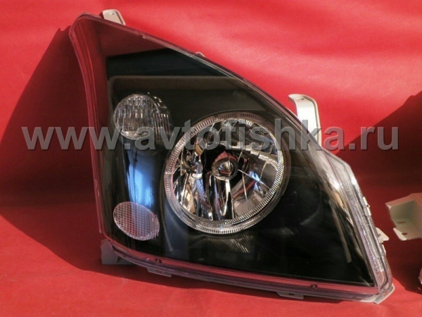 Toyota Land Cruiser Prado 120 (02-09) фары передние черные под корректор, со светящимися ободками, комплект 2 шт.