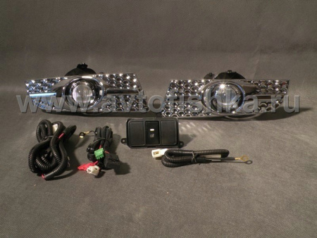 Honda Civic VIII (2006-) фары противотуманные линзовые с хромированными рамками, комплект 2 шт.