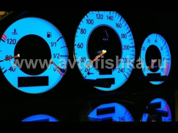 Mercedes W202 C class (93-95) светящиеся шкалы приборов - накладки на циферблаты панели приборов, дизайн № 2