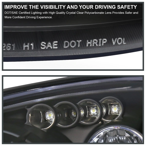 Ford Focus 1 (2000-2004) передние фары линзованные черные, с ангельскими глазками