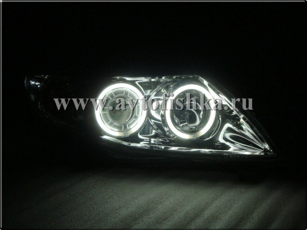 Toyota Corolla (2006-2010) фары передние линзовые хромированные, со светящимися ободками, комплект 2 шт.