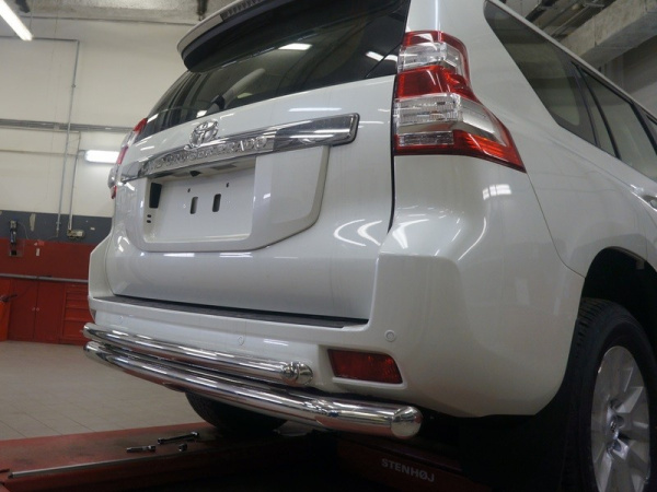 Toyota Land Cruiser Prado (09–/13–) Защита заднего бампера двойная d 76/60 мм, нерж.