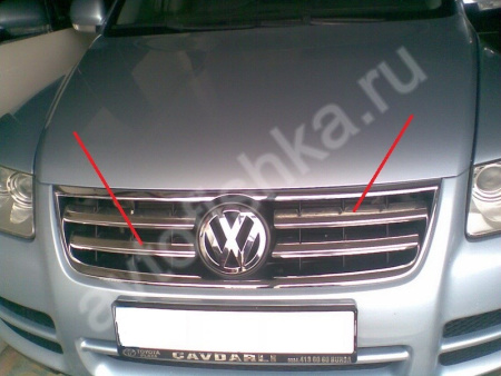 Volkswagen Touareg (2007-2011) накладки на решетку радиатора из нержавеющей стали, 4 шт.