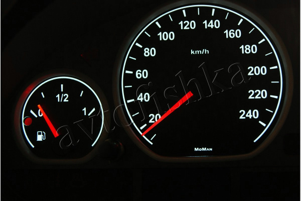 BMW E46 светодиодные шкалы (циферблаты) на панель приборов - дизайн 1