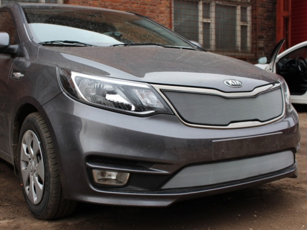 Kia Rio (15–) Защита радиатора, хром, низ, седан