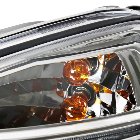 Hyundai Tucson (2005-2009) фары передние хромированные, со светящимися ободками и светодиодами