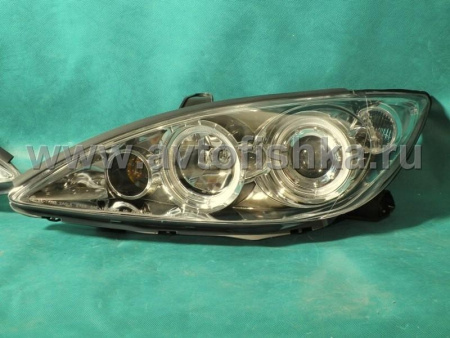 Toyota Camry 30 (02-06) UAE, Europe, USA фары передние линзовые хромированные с желтыми рефлекторами, комплект 2 шт.