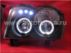 Jeep Grand Cherokee (04-07) фары передние линзовые черные, со светящимися ободками CCFL и светодиодами, комплект 2 шт.