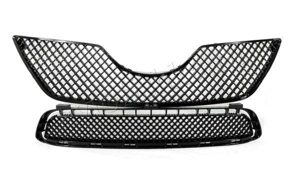 Toyota Camry V40 (06-09) решетка радиатора и бампера черная пластиковая, дизайн "BENTLEY"