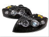 Audi A4 (01-04) фары передние линзовые черные, со светящимися ободками, под ксенон и корректор, комплект 2 шт.