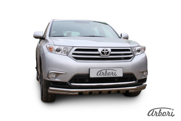 Защита переднего бампера Arbori d57+d57 с профильной ЗК TOYOTA HIGHLANDER 2010-2014