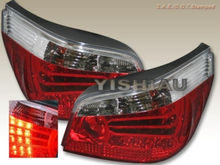 BMW 5 E60 (04-07) фонари задние светодиодные красно-хромированные, комплект 2 шт.