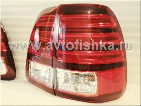 Toyota Land Cruiser 100 (98-07) фонари задние светодиодные красно-хромированные, внешние и внутренние, дизайн Lexus, комплект лев.+прав.