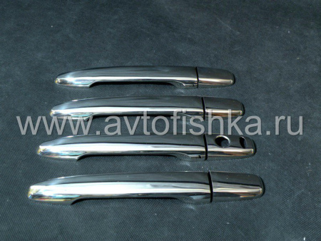 Mitsubishi Outlander XL, Peugeot 4007, Citroen C-crosser накладки на ручки дверей, из нержавеющей стали, под сенсор KOS, комплект 4 шт.