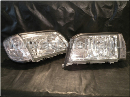 Mercedes S W140 (92-99) фары передние хромированные с поворотниками, комплект 2 шт.
