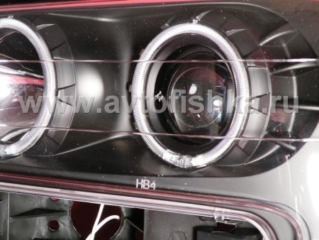 Chevrolet Trailblazer (01-09) фары передние черные, со светящимися ободками, со светодиоднами поворотниками, комплект 2 шт.