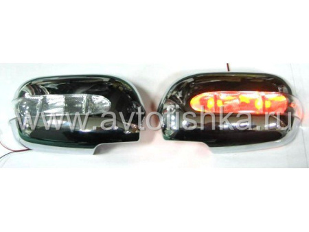 Toyota Camry V30 (02-06) декоративные накладки на боковые зеркала со светодиодными поворотниками, хромированные, комплект 2 шт.