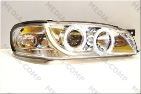 Subaru Impreza GC, GF (93-01) фары передние хромированные, со светящимися ободками и светодиодами, комплект 2 шт.