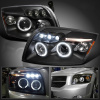 Dodge Caliber (06-12) фары передние линзовые черные, со светящимися ободками, комплект 2 шт.