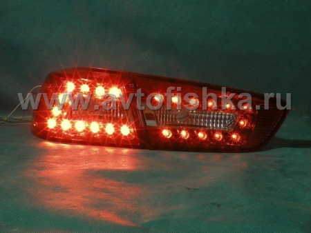 Mitsubishi Lancer 10 (07-) задние фонари светодиодные красно-хромированные, комплект 2 шт.