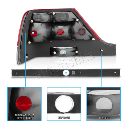 Mercedes S W140 (92-99) фонари задние красно-тонированные, с центральным молдингом, комплект 2 шт.