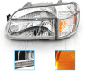 Ford Explorer (95-01) передние хромированные хрустальные фары с указателями поворота, комплект 2 шт.