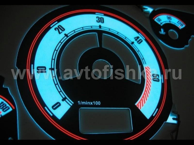 Audi A6, C5 (97-04) светящиеся шкалы приборов - накладки на циферблаты панели приборов, дизайн № 2