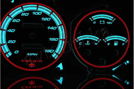 Toyota Celica V 1989-1993 светодиодные шкалы (циферблаты) на панель приборов