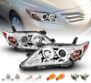 Toyota Camry XV40 рестайл (2010-2011) фары передние линзовые хромированные, с светодиодной подсветкой ДХО