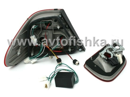 Mercedes W208 CLK (97-03) задние фонари красно-хромированные светодиодные, комплект лев.+ прав.
