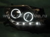 Toyota Land Cruiser Prado 150 (2010-) фары передние линзовые черные со светящимися ободками и светодиодной подсветкой, комплект 2 шт.
