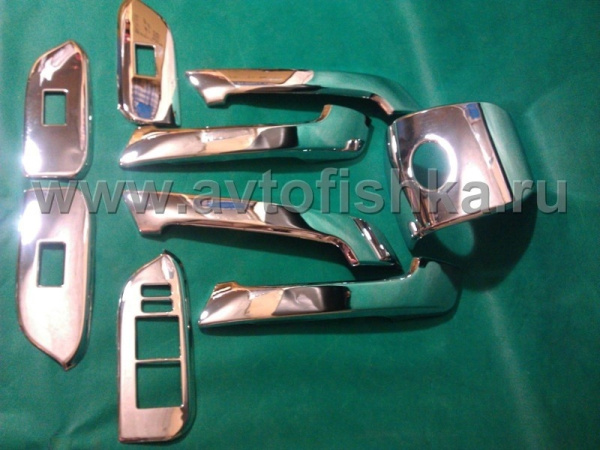 Toyota Land Cruiser Prado 150 (10-) накладки панелей салона, хромированные, комплект 9 предметов