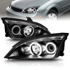 Ford Focus 2 (05-07) передние линзовые фары с ангельскими глазками, черные