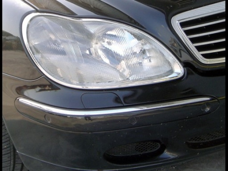 Mercedes S W220 накладки хромированные на передние фары, комплект 2 шт.