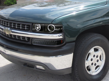 Chevrolet Tahoe, Suburban (99-06) фары передние линзовые черные в комплект с подфарами