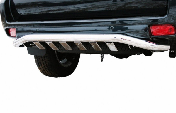 Toyota Land Cruiser Prado (09–13) Защита задняя 60 мм с нижней защитой из профильной трубы, нерж.
