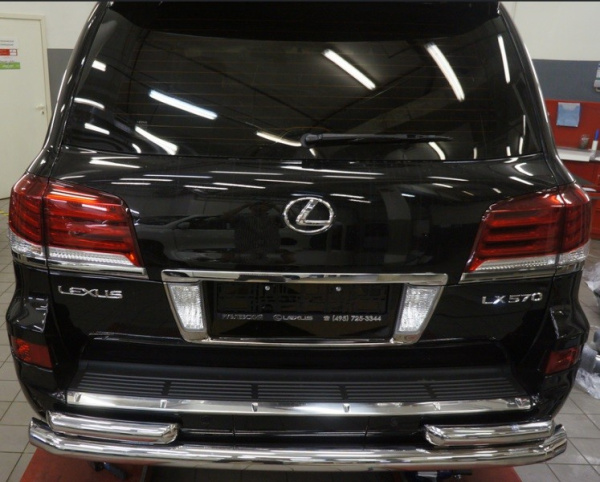 Lexus LX (12–) Защита заднего бампера двойная d 76/60 мм, нерж.