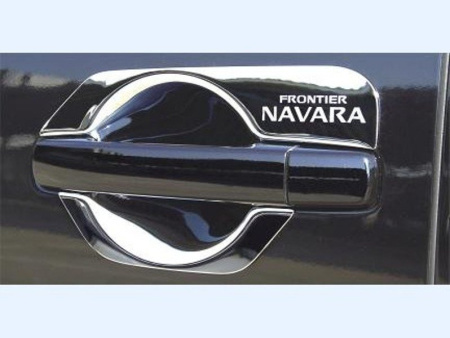 Nissan Navara (05-) накладки под ручки дверей хромированные, с надписью "NAVARA", комплект 4 шт.