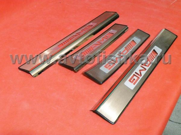 Mercedes C-class W203 накладки порогов дверных проемов из нержавеющей стали с надписью "AMG", комплект 4 шт.
