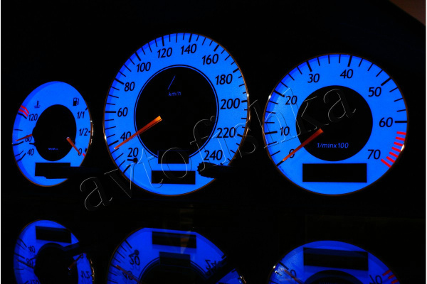 Mercedes W210 E (95 - 03) светодиодные шкалы (циферблаты) на панель приборов - дизайн 2