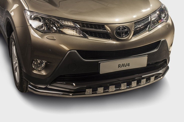 Toyota RAV4 (13–) Защита переднего бампера с декоративными элементами 60 мм